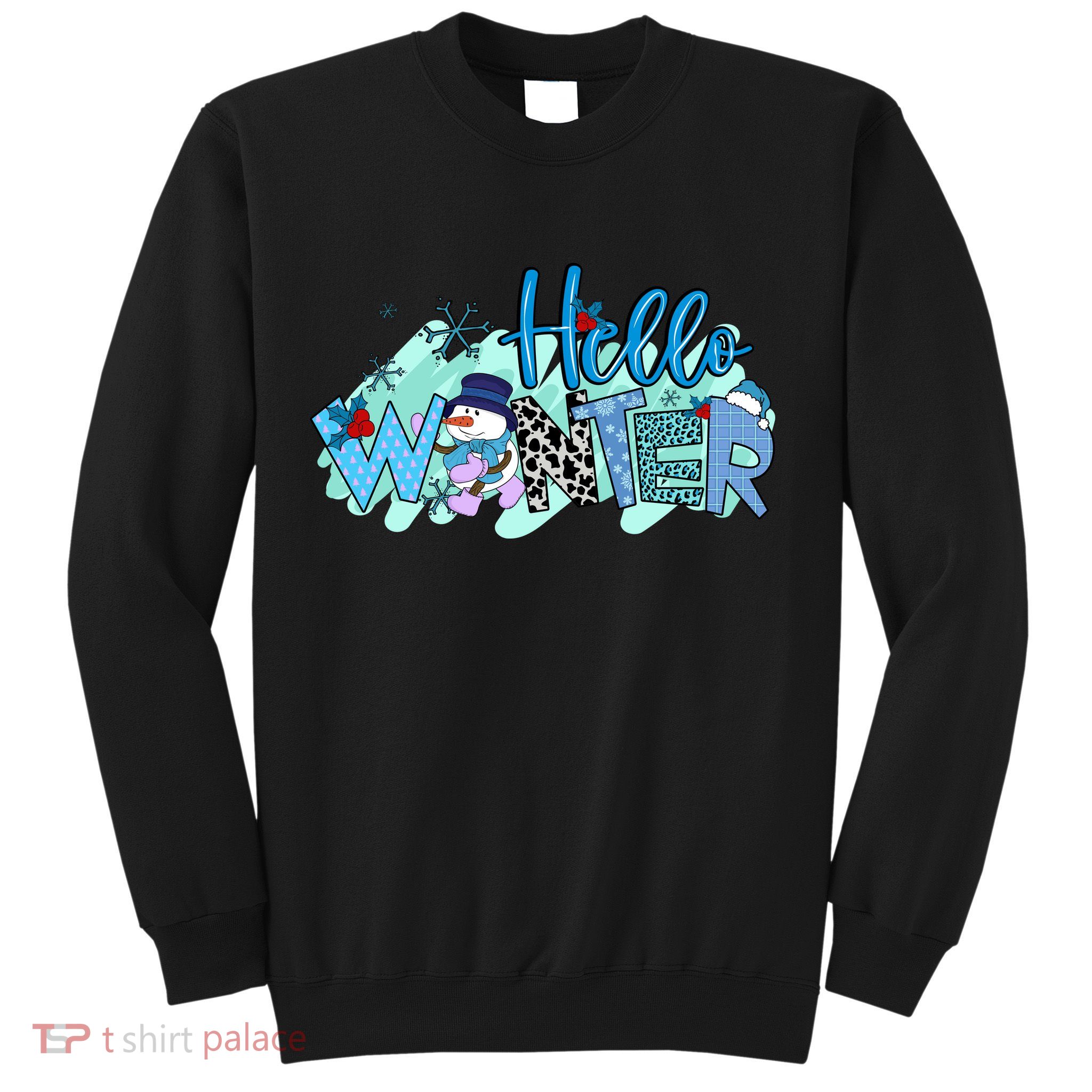 Hello Winter Snowman Christmas Snowflake Gift Sweatshirt
