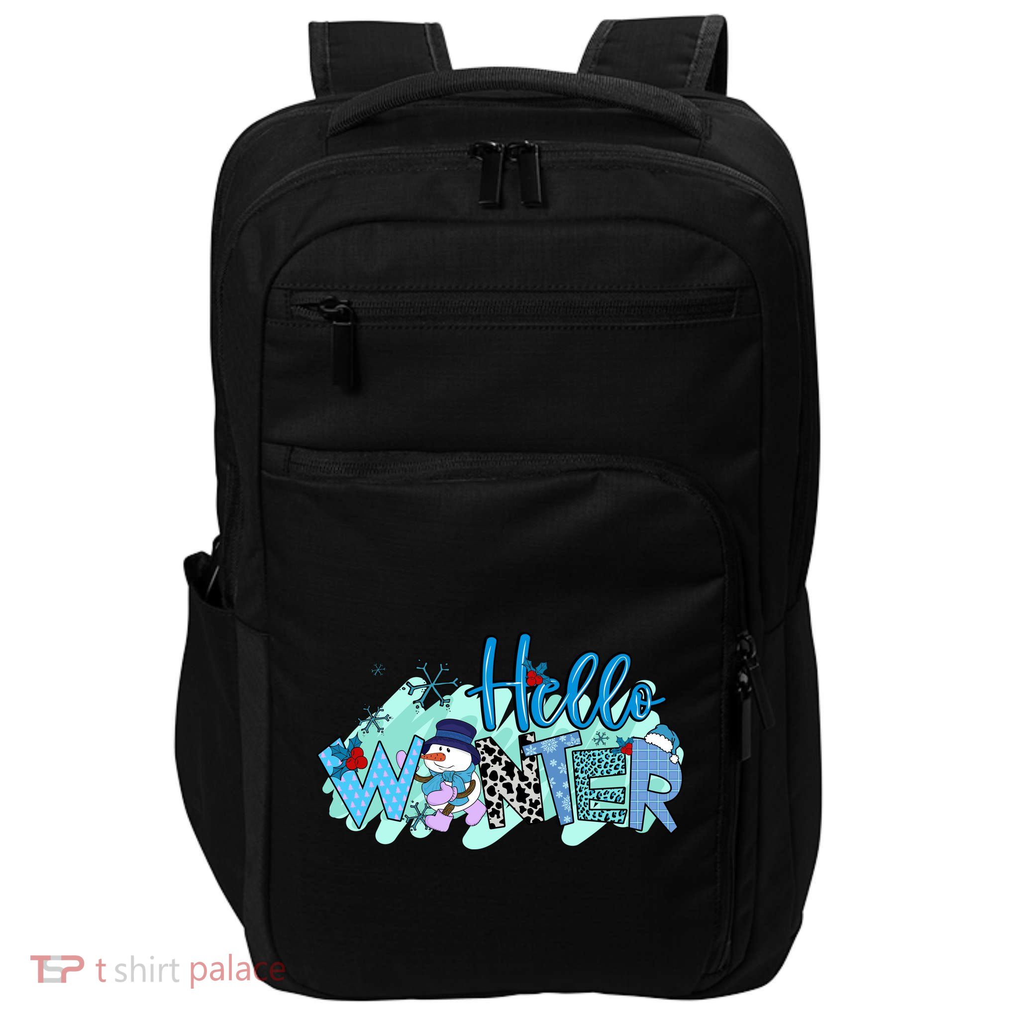 Hello Winter Snowman Christmas Snowflake Gift Impact Tech Backpack