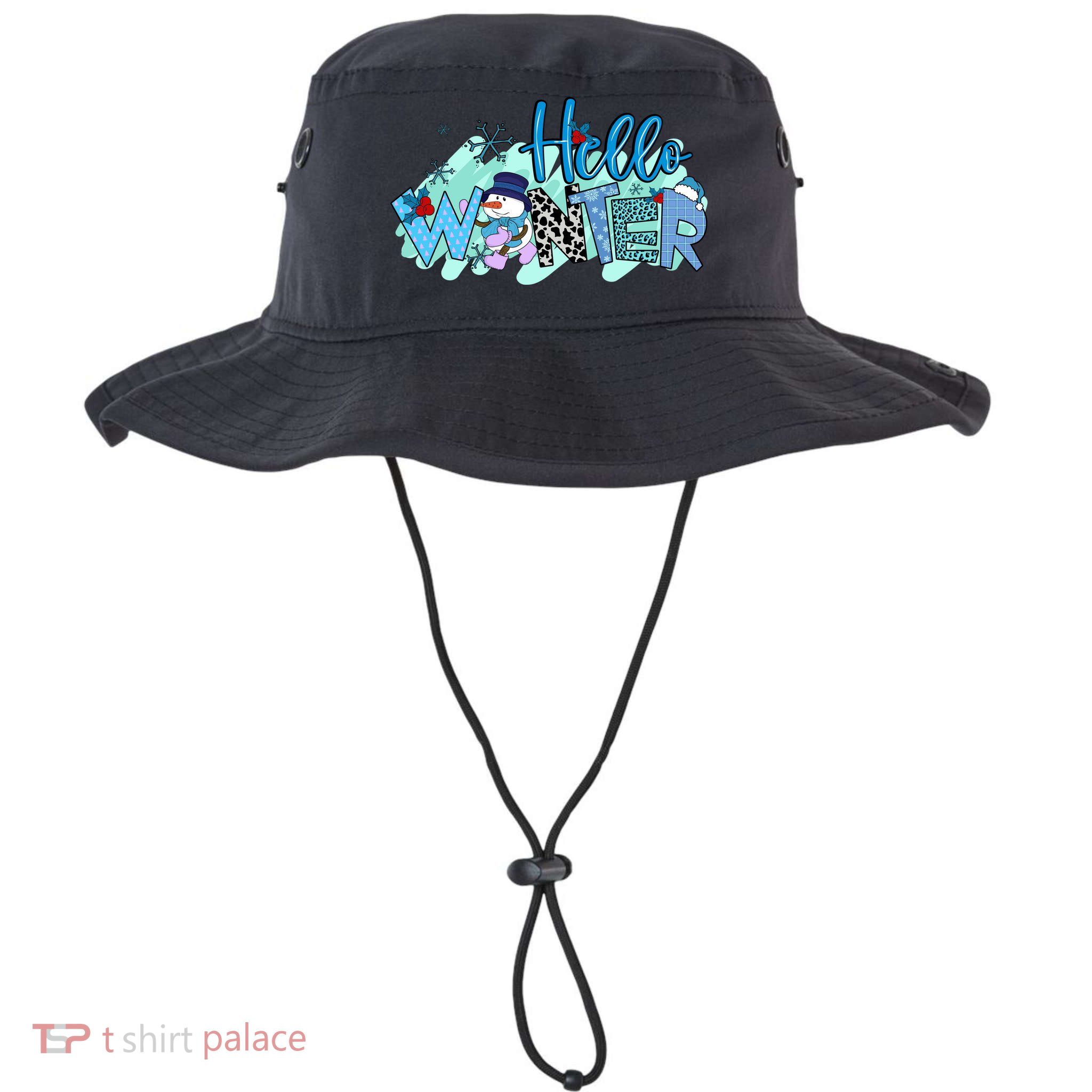 Hello Winter Snowman Christmas Snowflake Gift Bucket Hat
