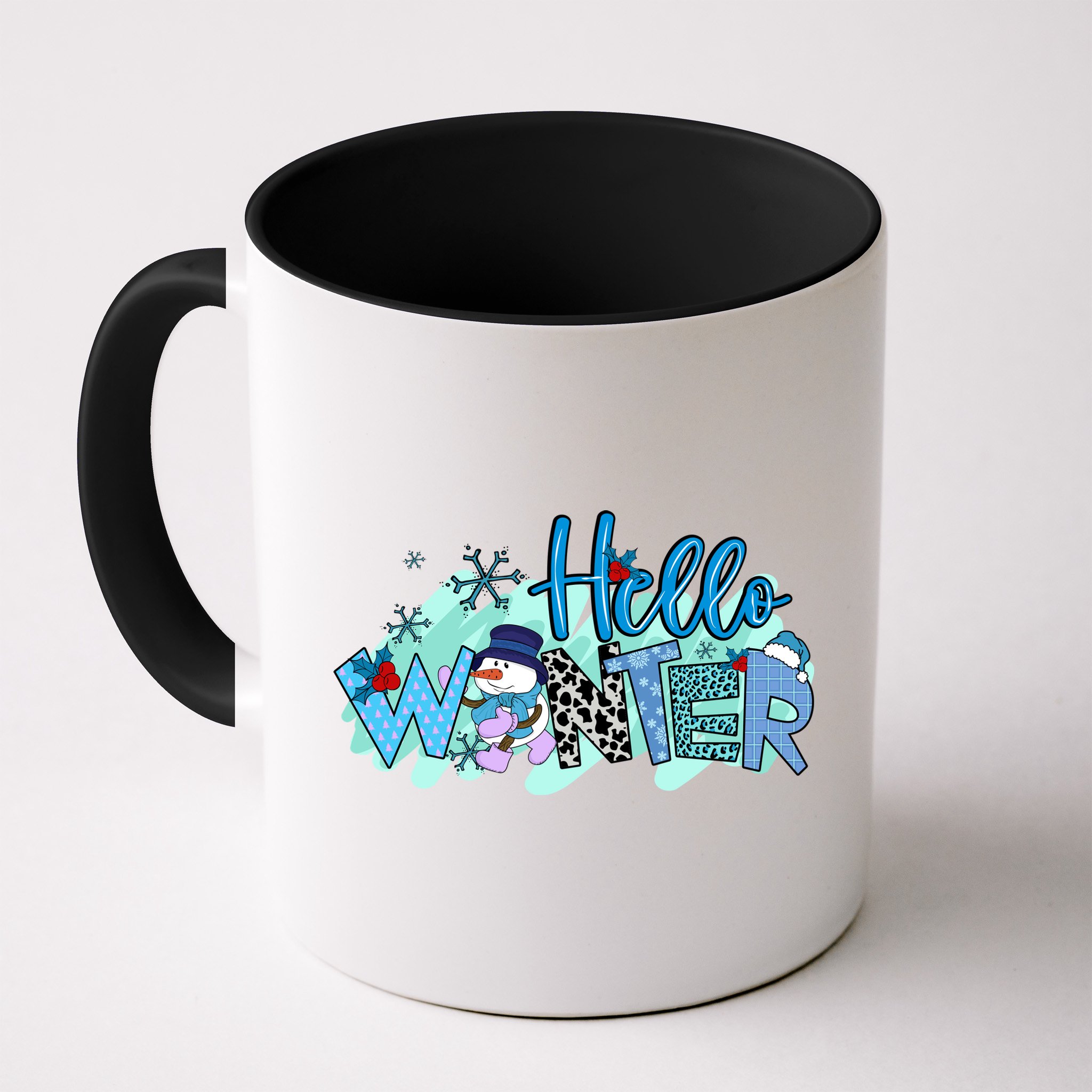 Hello Winter Snowman Christmas Snowflake Gift Mug