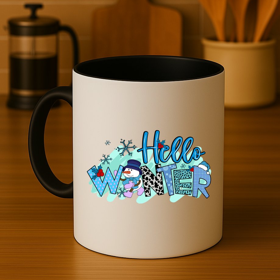 Hello Winter Snowman Christmas Snowflake Gift Mug
