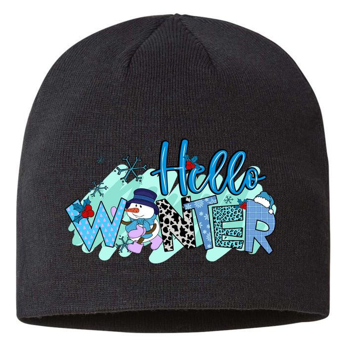 Hello Winter Snowman Christmas Snowflake Gift Sustainable Beanie