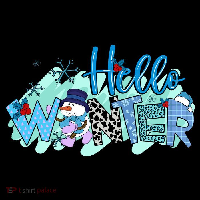 Hello Winter Snowman Christmas Snowflake Gift Poster