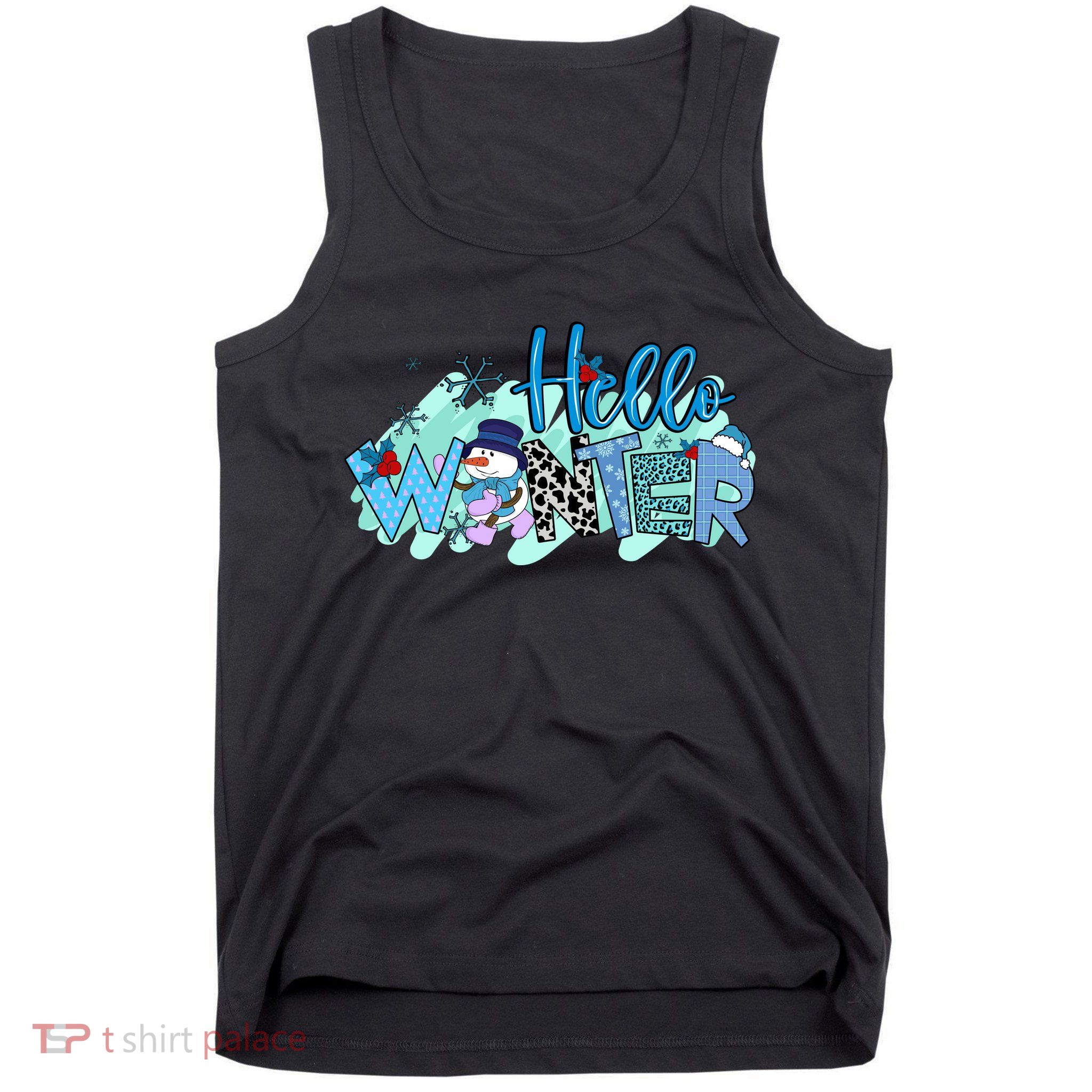 Hello Winter Snowman Christmas Snowflake Gift Tank Top