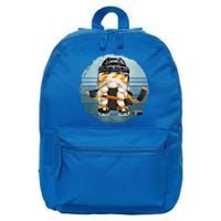 Hockey Winter Sports Vintage Ice Hockey Gnome Meaningful Gift 16 in Basic Backpack