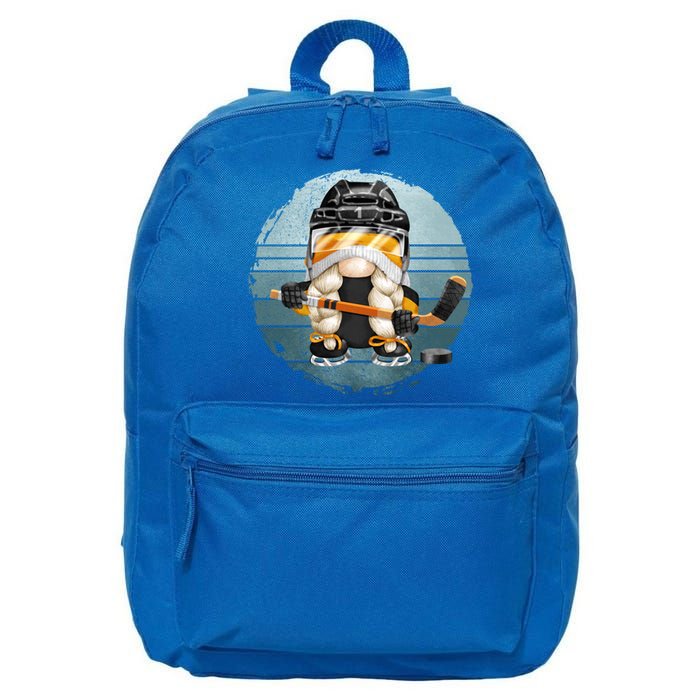 Hockey Winter Sports Vintage Ice Hockey Gnome Meaningful Gift 16 in Basic Backpack