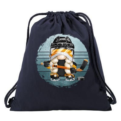 Hockey Winter Sports Vintage Ice Hockey Gnome Meaningful Gift Drawstring Bag