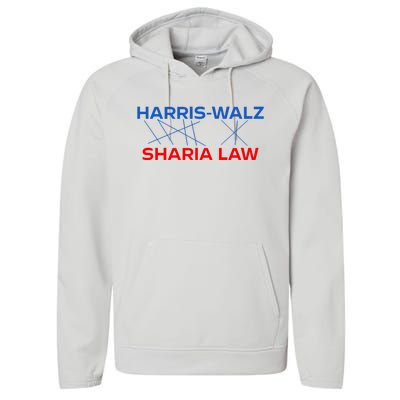 Harris Walz Sharia Law Performance Fleece Hoodie