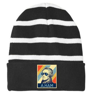 Hamilton Wearing Sunglasses Striped Beanie with Solid Band