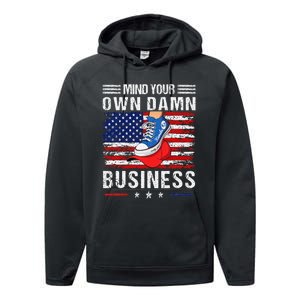 Harris Waltz Stepping On Red Hat Mind Your Own Damn Business Performance Fleece Hoodie