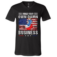 Harris Waltz Stepping On Red Hat Mind Your Own Damn Business V-Neck T-Shirt