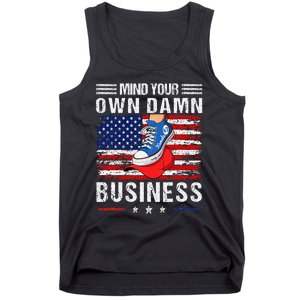 Harris Waltz Stepping On Red Hat Mind Your Own Damn Business Tank Top