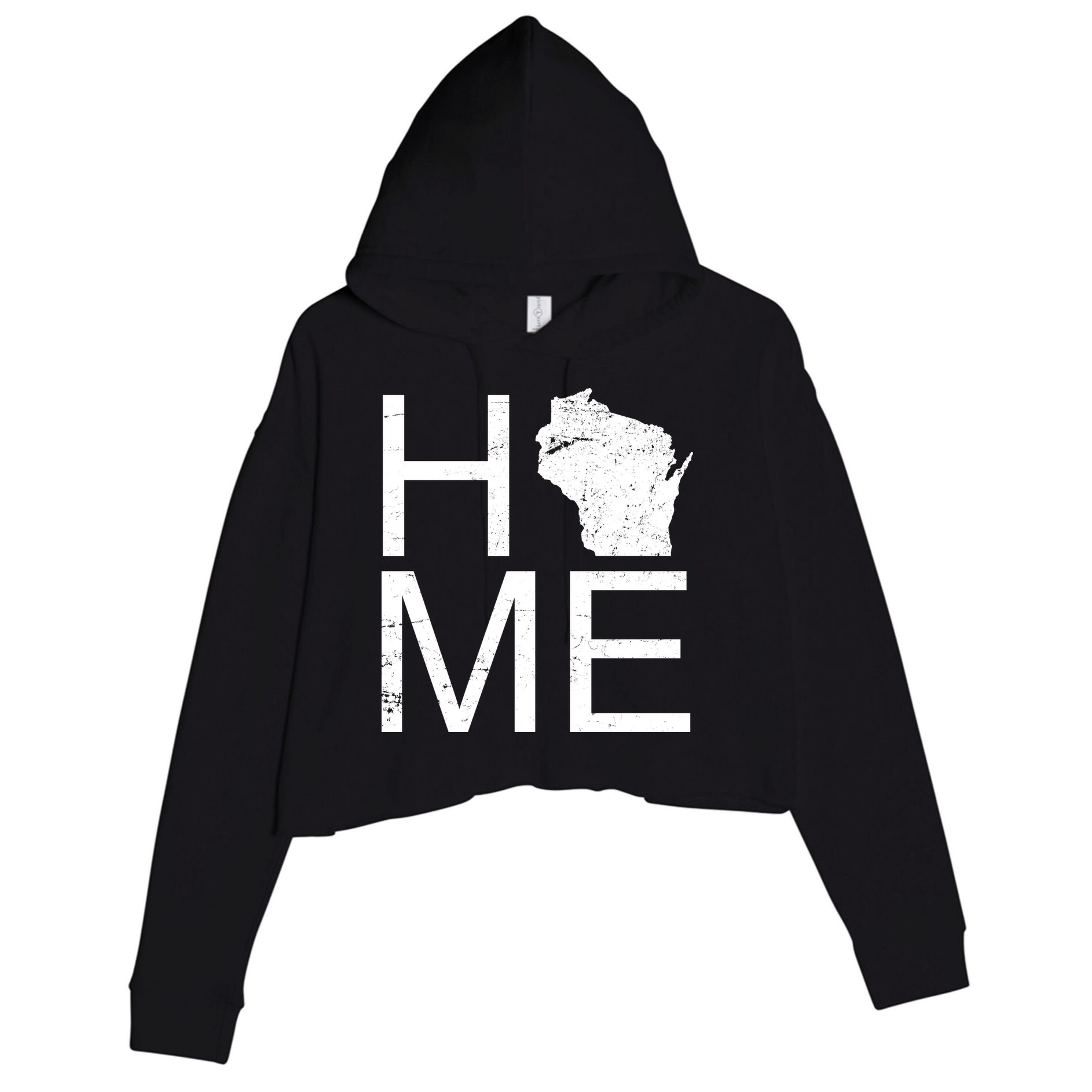 Home Wisconsin State Pride Vintage Crop Fleece Hoodie