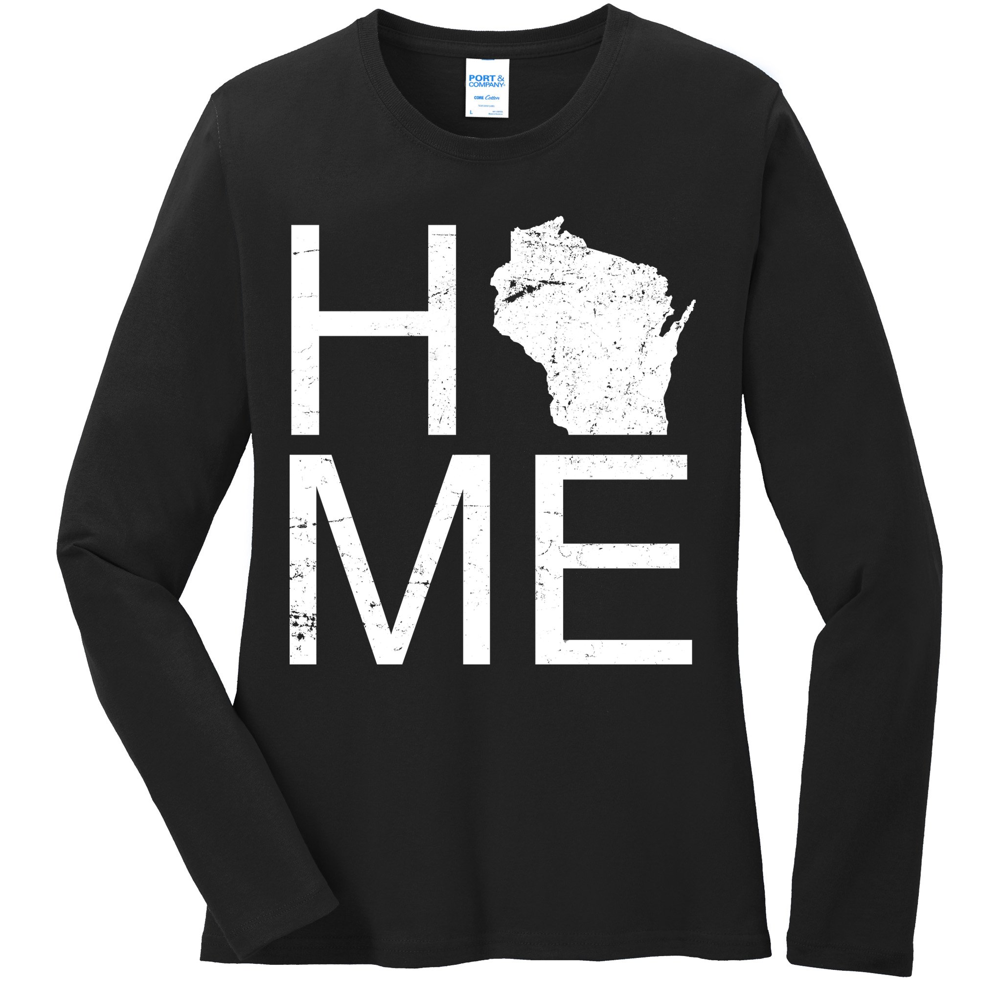 Home Wisconsin State Pride Vintage Ladies Long Sleeve Shirt