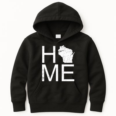 Home Wisconsin State Pride Vintage Kids Hoodie