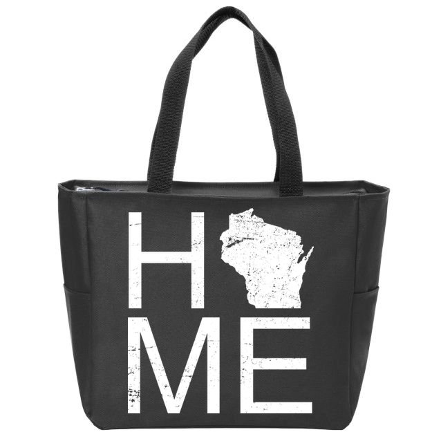 Home Wisconsin State Pride Vintage Zip Tote Bag