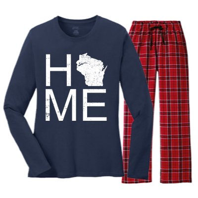 Home Wisconsin State Pride Vintage Women's Long Sleeve Flannel Pajama Set 