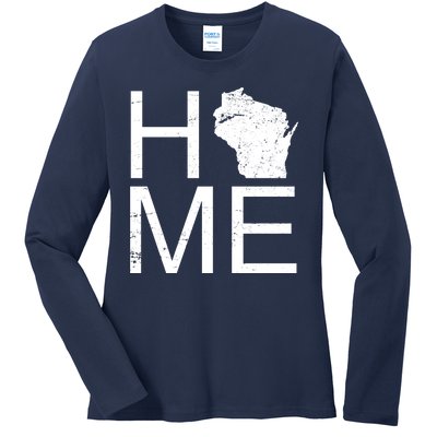 Home Wisconsin State Pride Vintage Ladies Long Sleeve Shirt