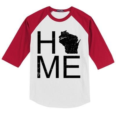 Home Wisconsin State Pride Vintage Kids Colorblock Raglan Jersey