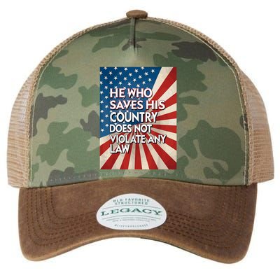 He Who Saves His Country Does Not Violate Any Law Legacy Tie Dye Trucker Hat
