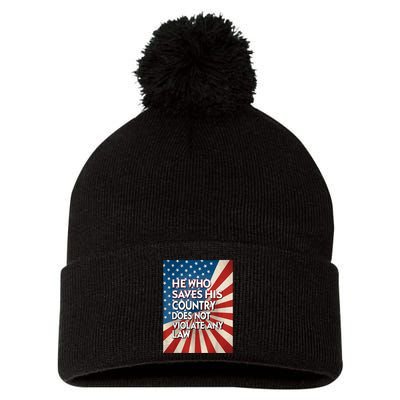 He Who Saves His Country Does Not Violate Any Law Pom Pom 12in Knit Beanie