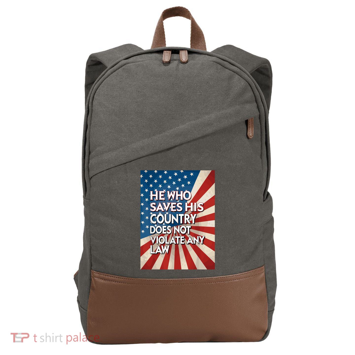 He Who Saves His Country Does Not Violate Any Law Cotton Canvas Backpack