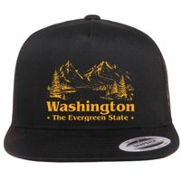 Home W.A.S.H.I.N.G.T.O.N State The Evergreen State Flat Bill Trucker Hat