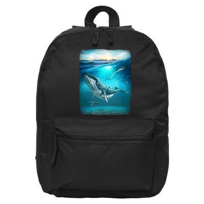 Humpback Whale Sea Ocean 16 in Basic Backpack