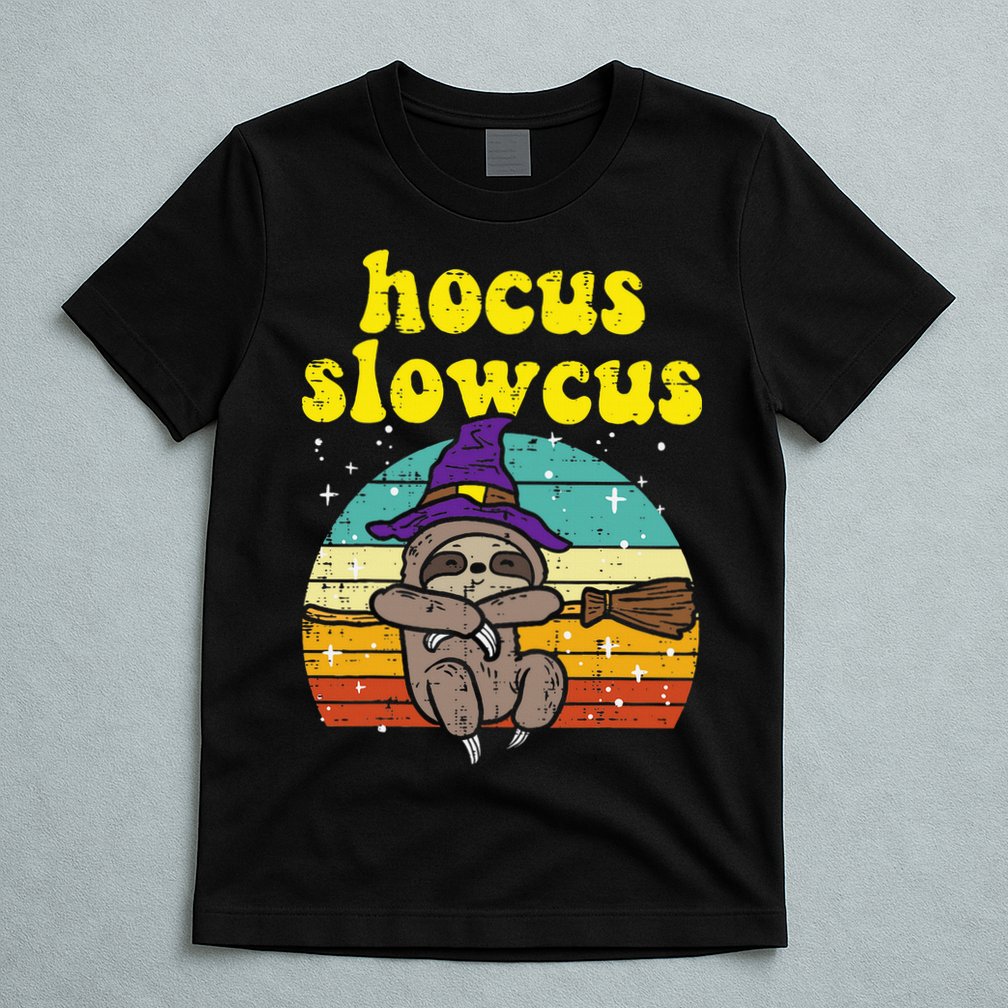 Halloween Witch Sloth Retro Animal Print Adorable and Magical T-Shirt