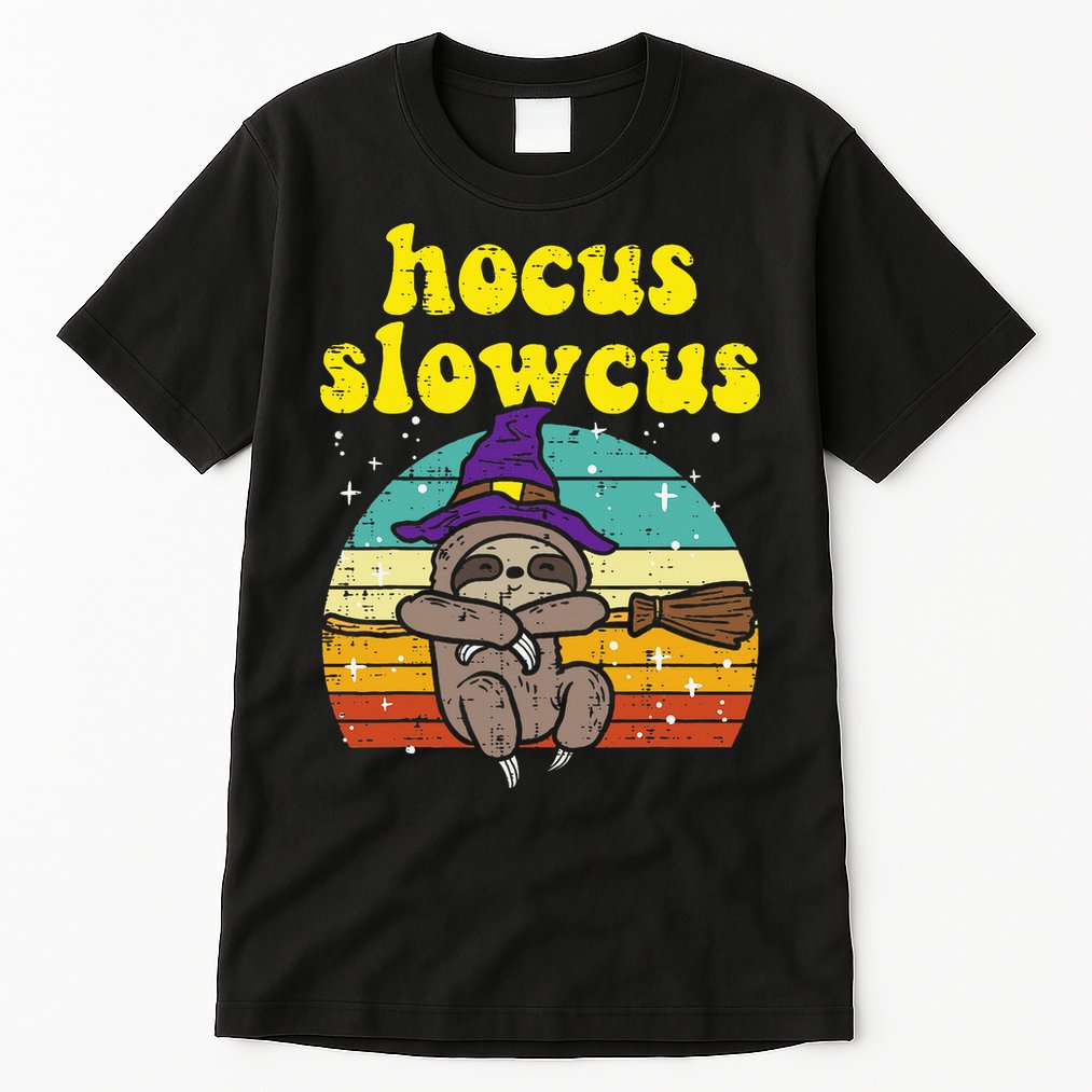 Halloween Witch Sloth Retro Animal Print Adorable and Magical Tall T-Shirt
