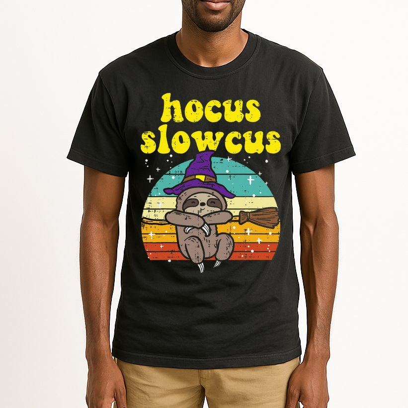 Halloween Witch Sloth Retro Animal Print Adorable and Magical Tall T-Shirt