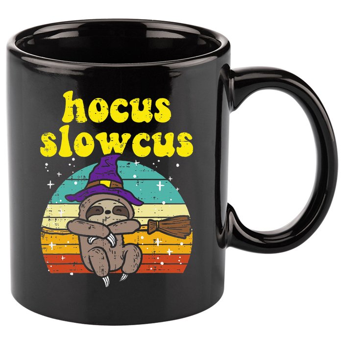 Halloween Witch Sloth Retro Animal Print Adorable and Magical 11oz C Handle Ceramic Mug