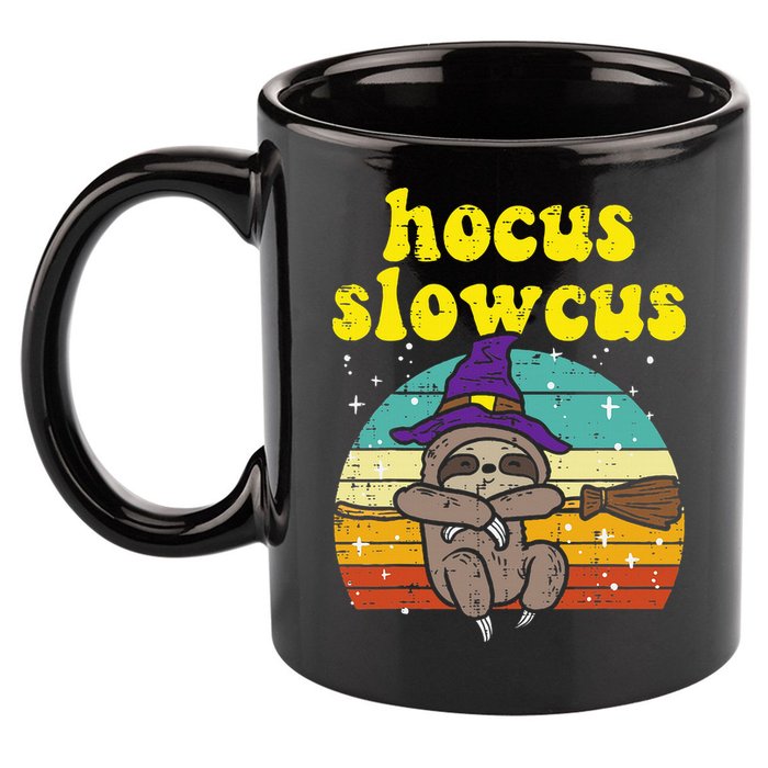 Halloween Witch Sloth Retro Animal Print Adorable and Magical 11oz C Handle Ceramic Mug