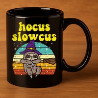 Halloween Witch Sloth Retro Animal Print Adorable and Magical 11oz C Handle Ceramic Mug