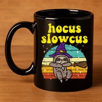 Halloween Witch Sloth Retro Animal Print Adorable and Magical 11oz C Handle Ceramic Mug