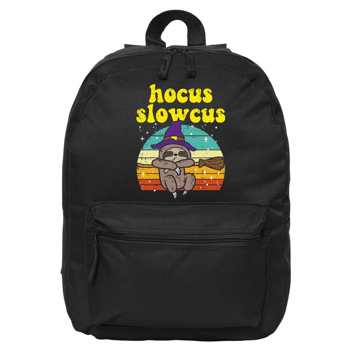 Halloween Witch Sloth Retro Animal Print Adorable and Magical 16 in Basic Backpack