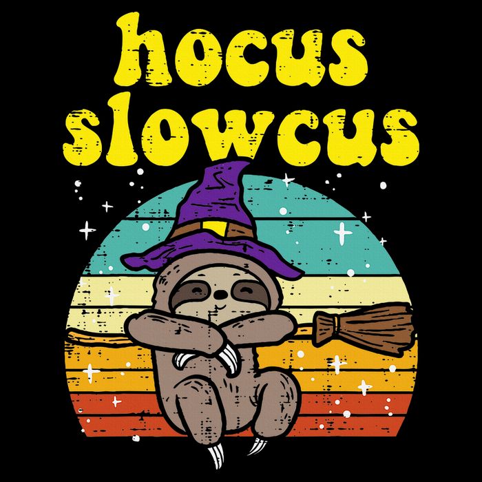 Halloween Witch Sloth Retro Animal Print Adorable and Magical Poster