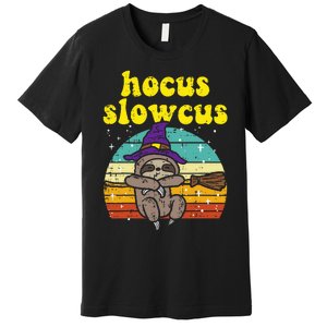 Halloween Witch Sloth Retro Animal Print Adorable and Magical Premium T-Shirt