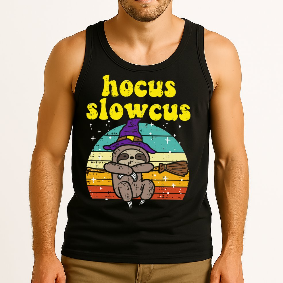 Halloween Witch Sloth Retro Animal Print Adorable and Magical Tank Top