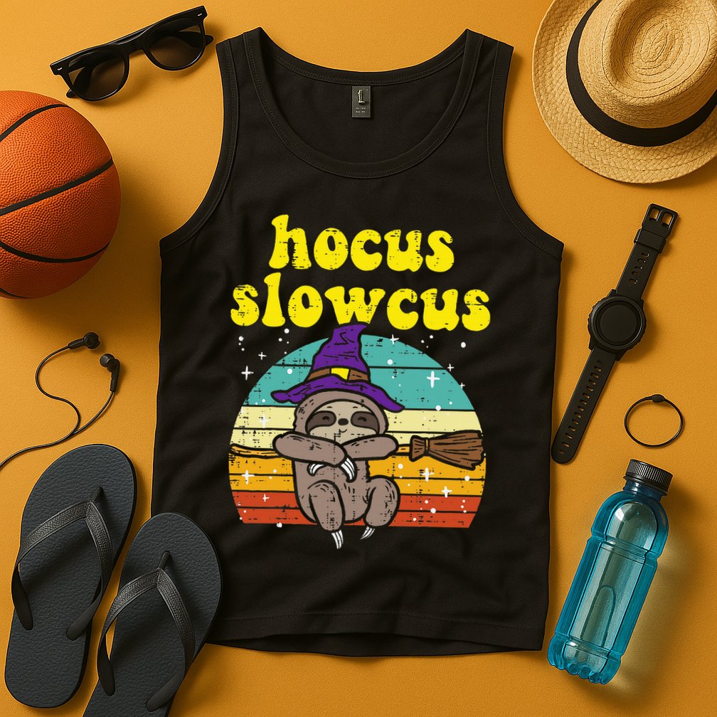 Halloween Witch Sloth Retro Animal Print Adorable and Magical Tank Top