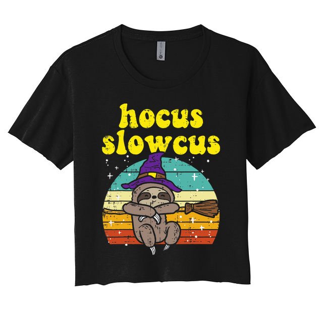 Halloween Witch Sloth Retro Animal Print Adorable and Magical Crop Top