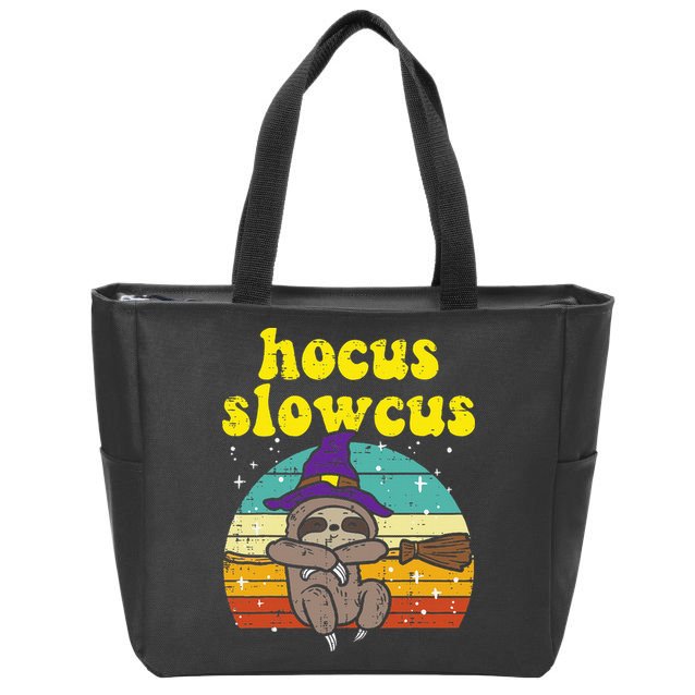Halloween Witch Sloth Retro Animal Print Adorable and Magical Zip Tote Bag