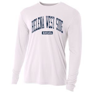 Helena West Side Montana Style Blue Cooling Performance Long Sleeve Crew