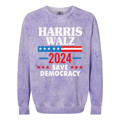 Harris Walz Save Democracy Colorblast Crewneck Sweatshirt