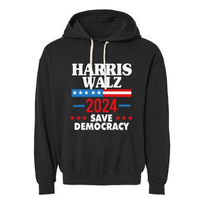 Harris Walz Save Democracy Garment-Dyed Fleece Hoodie