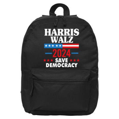 Harris Walz Save Democracy 16 in Basic Backpack