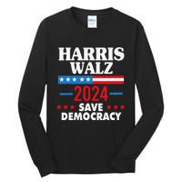 Harris Walz Save Democracy Tall Long Sleeve T-Shirt