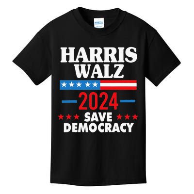 Harris Walz Save Democracy Kids T-Shirt