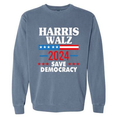 Harris Walz Save Democracy Garment-Dyed Sweatshirt