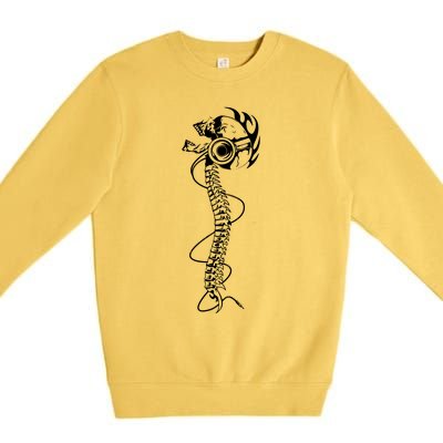 Headphone Wearing Skull Spine Premium Crewneck Sweatshirt